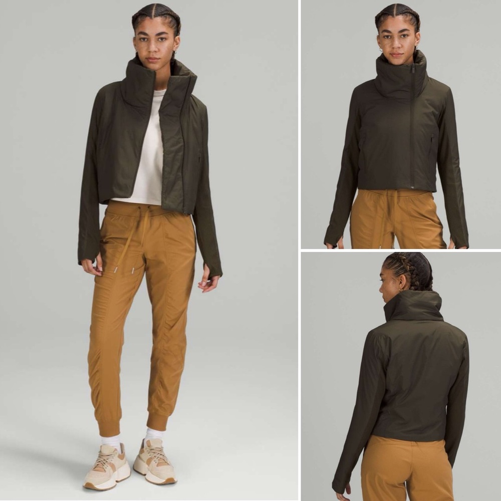 lululemon athletica Olive Green Cropped High-Collar Jacket